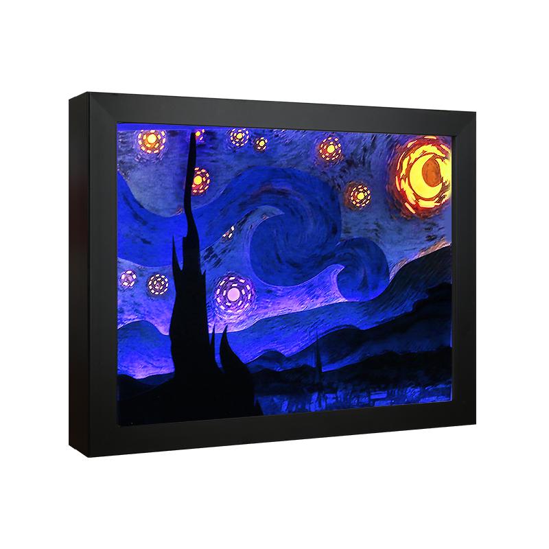 Decorative Starry night 3D paper light shadow box frame for home decor-Shenzhen Sweetmade Co.,Ltd
